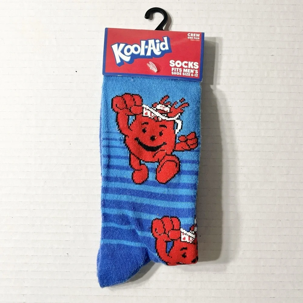 NWT Kool-Aid Socks Men's 6-12 Blue‎ Novelty Kool-Aid Man Americana Humor